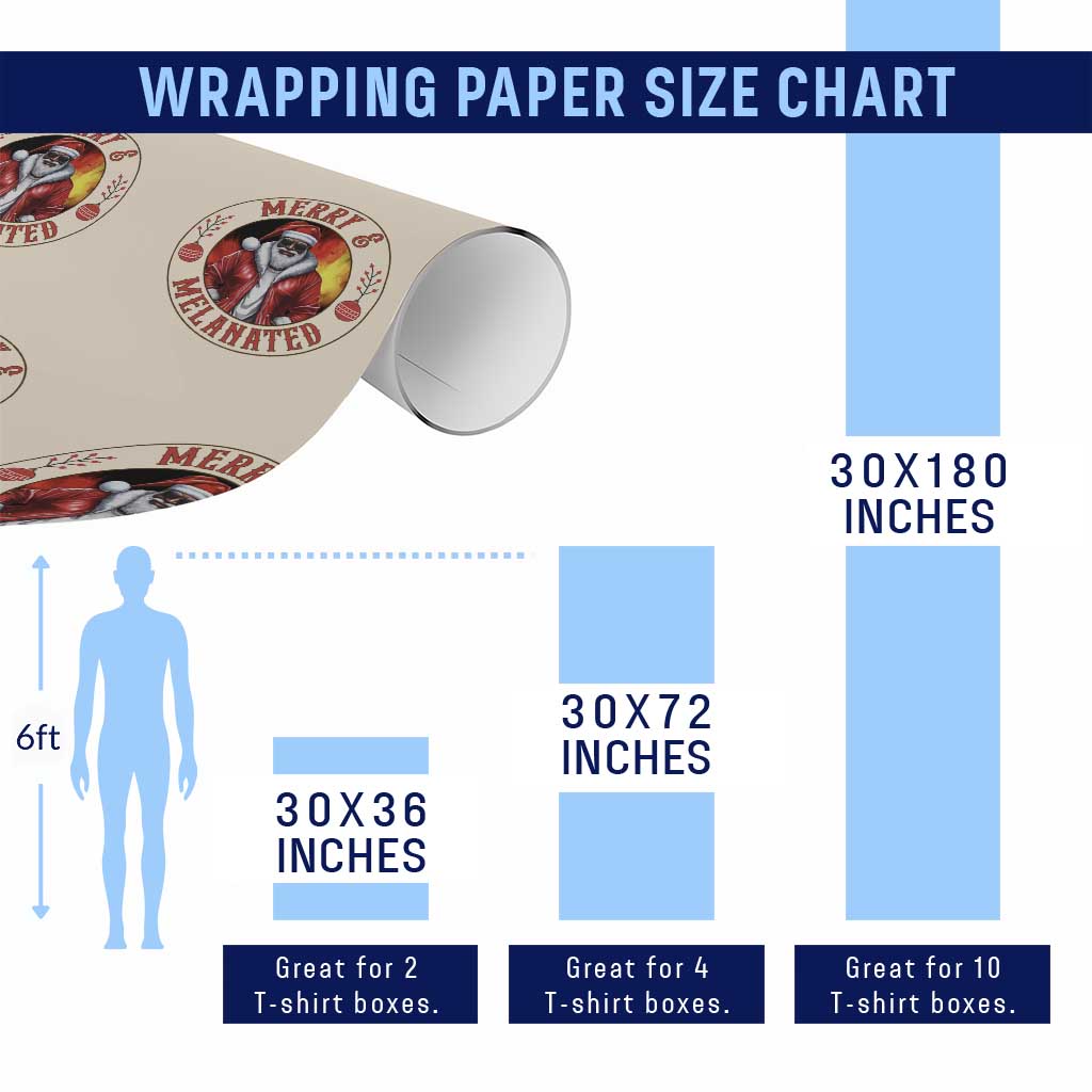 Black Santa Merry And Melanated Wrapping Paper Roll Christmas Holiday Gift TS12 Print Your Wear