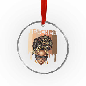 Black Teacher Magic Crystal Glass Ornament Black History Month Afro Hair Melanin - Print Your Wear