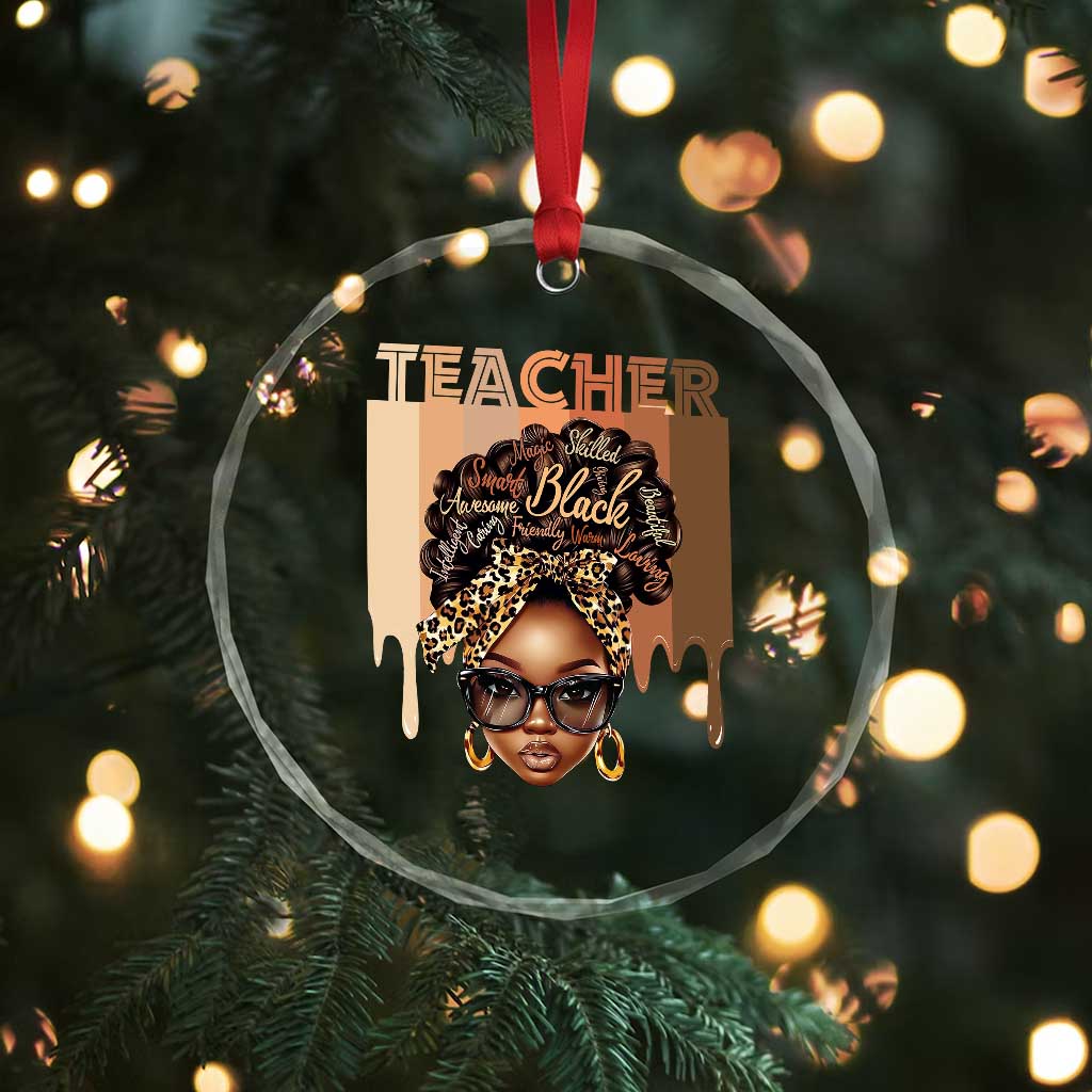 Black Teacher Magic Crystal Glass Ornament Black History Month Afro Hair Melanin TS02 Print Your Wear