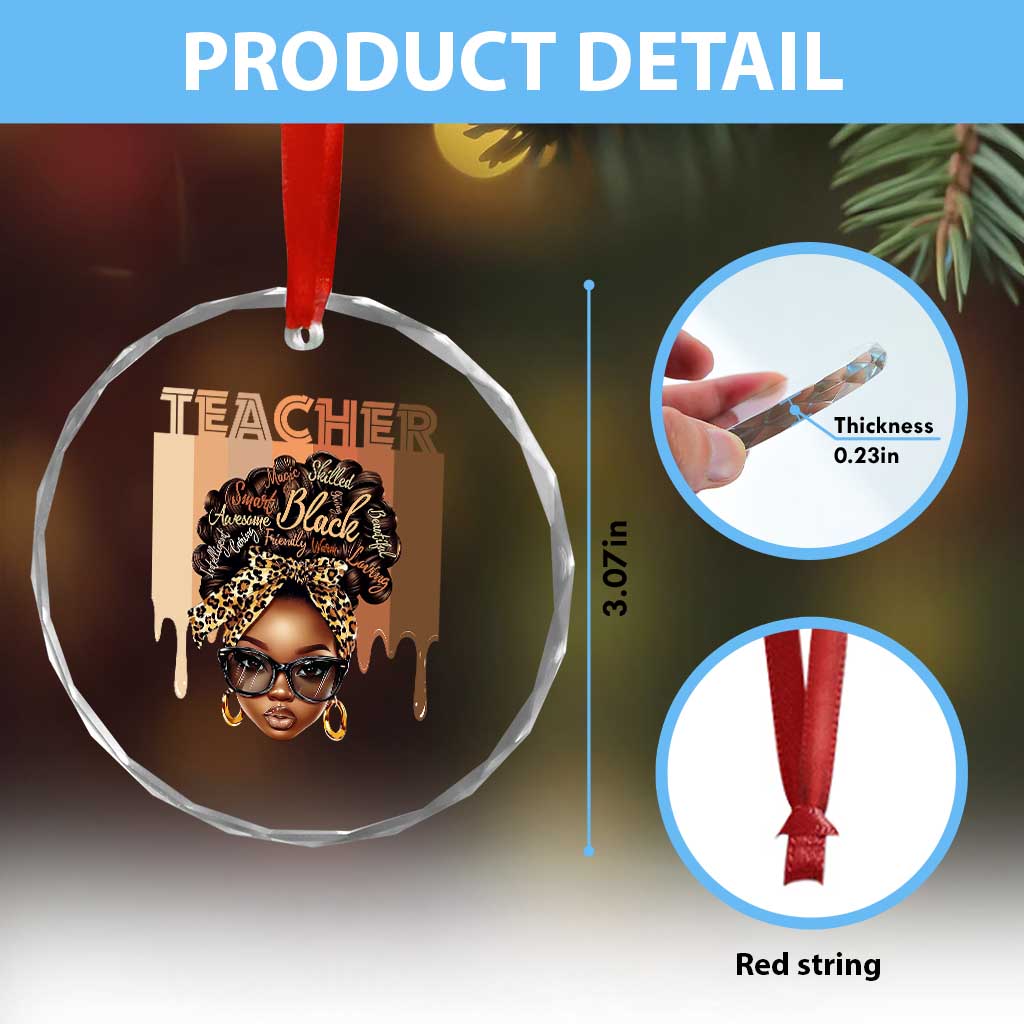 Black Teacher Magic Crystal Glass Ornament Black History Month Afro Hair Melanin TS02 Print Your Wear