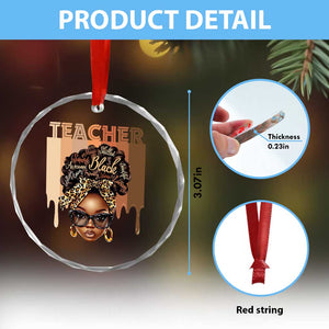 Black Teacher Magic Crystal Glass Ornament Black History Month Afro Hair Melanin - Print Your Wear