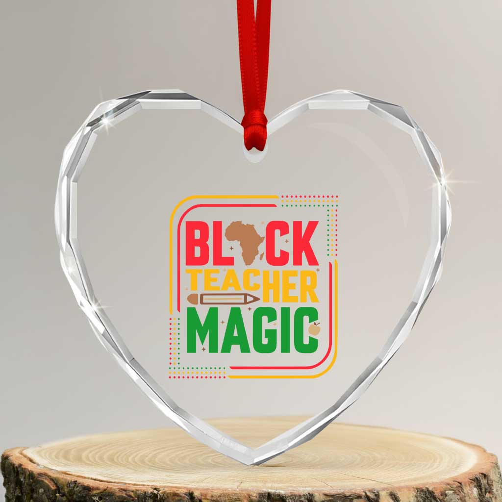 Black Teacher Magic Heart Crystal Glass Ornament African American Pride Educator Gift TS12 Transparent Glass 3'' Heart Print Your Wear