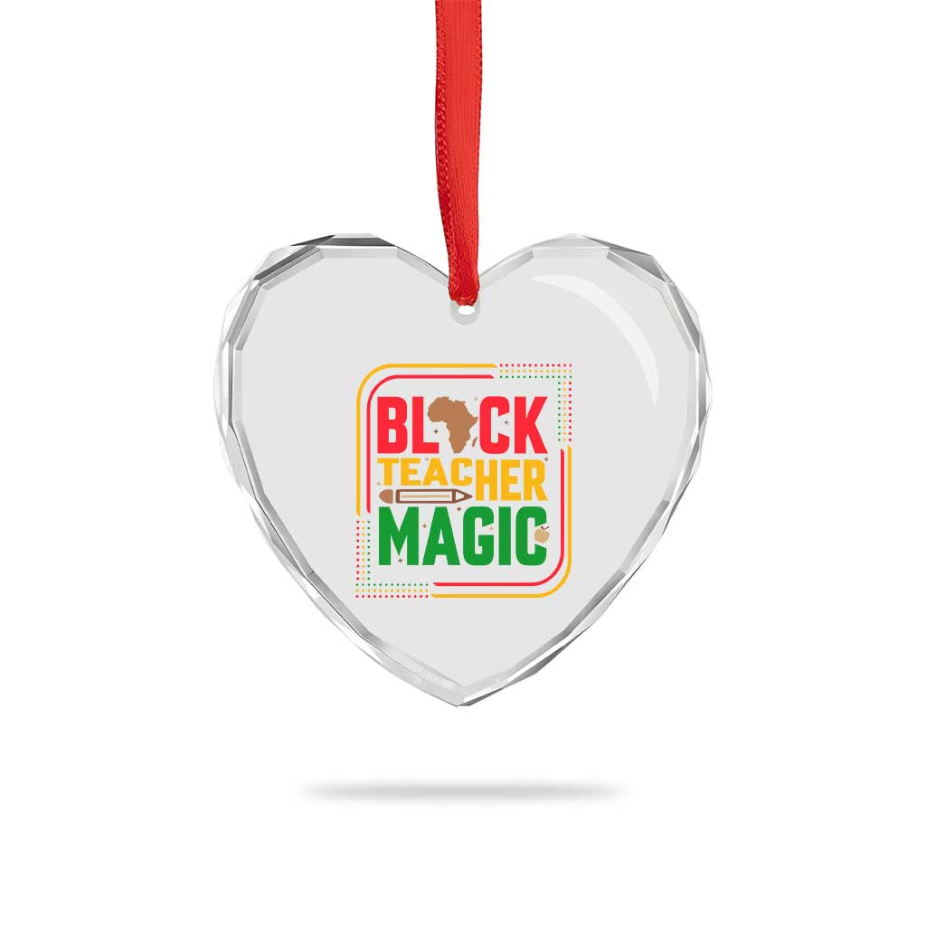 Black Teacher Magic Heart Crystal Glass Ornament African American Pride Educator Gift TS12 Print Your Wear