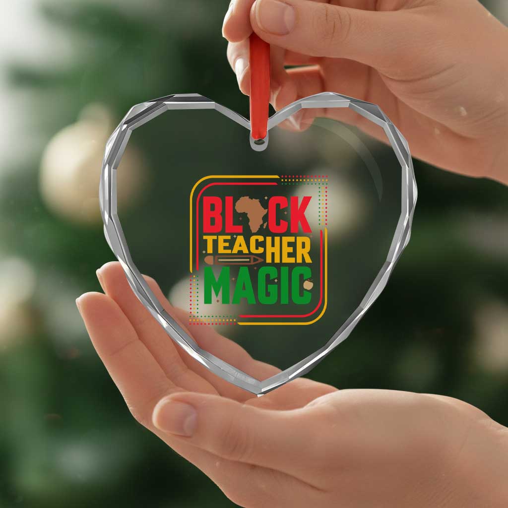 Black Teacher Magic Heart Crystal Glass Ornament African American Pride Educator Gift TS12 Print Your Wear