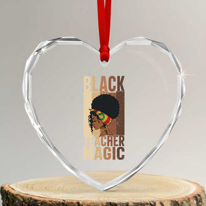 Black Teacher Magic Heart Crystal Glass Ornament African American Pride Teacher Life TS12 Transparent Glass 3'' Heart Print Your Wear