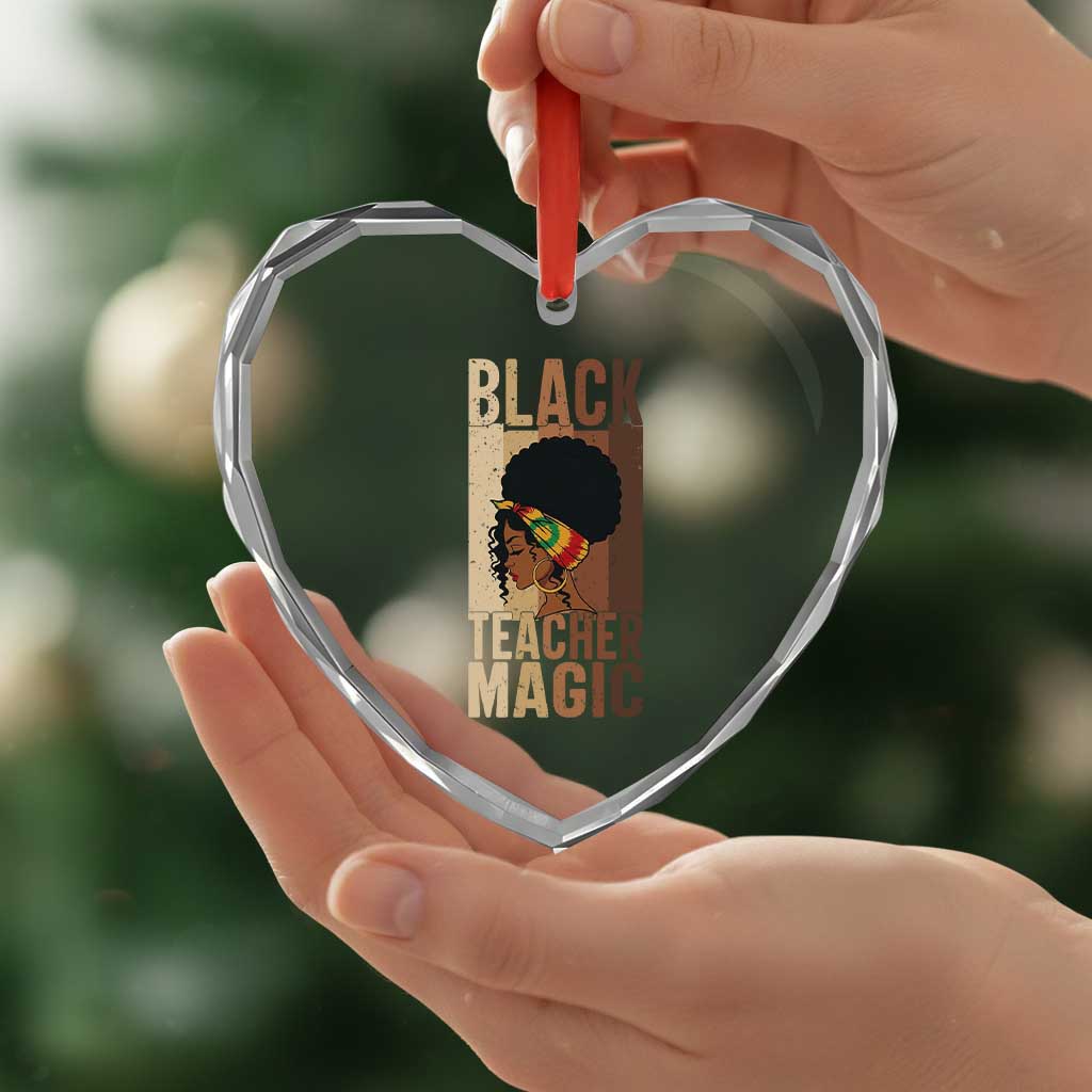 Black Teacher Magic Heart Crystal Glass Ornament African American Pride Teacher Life TS12 Print Your Wear