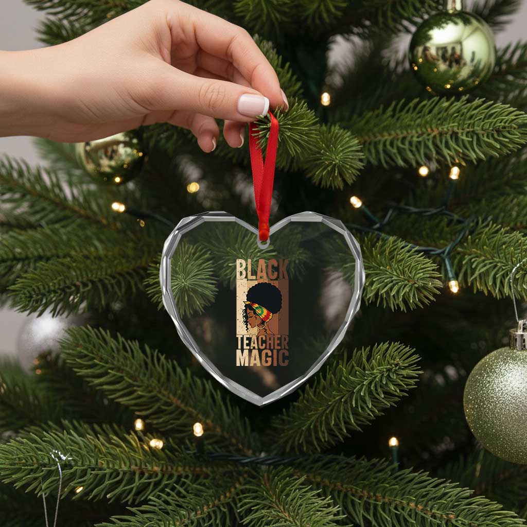 Black Teacher Magic Heart Crystal Glass Ornament African American Pride Teacher Life TS12 Print Your Wear