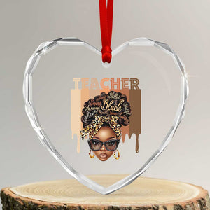 Black Teacher Magic Heart Crystal Glass Ornament Black History Month Afro Hair Melanin TS02 Transparent Glass 3'' Heart Print Your Wear
