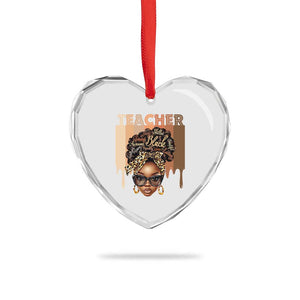 Black Teacher Magic Heart Crystal Glass Ornament Black History Month Afro Hair Melanin TS02 Print Your Wear
