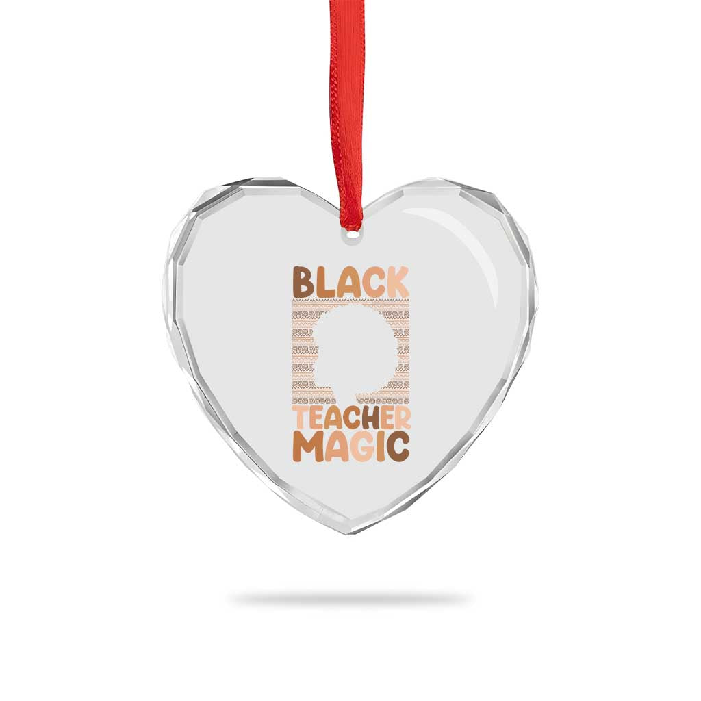 Black Teacher Magic Heart Crystal Glass Ornament Empowering African American Pride Teacher Gift TS12 Print Your Wear