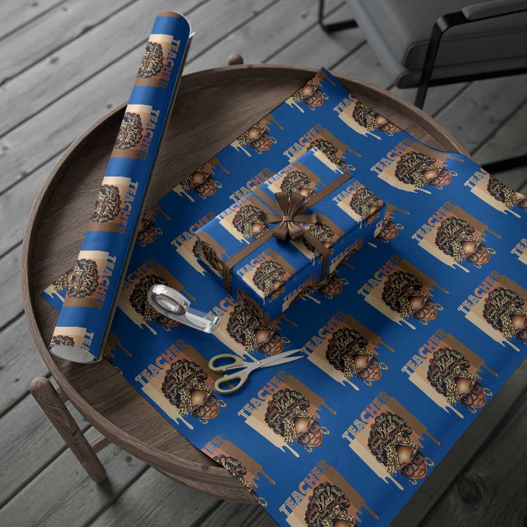 Black Teacher Magic Wrapping Paper Roll Black History Month Afro Hair Melanin TS02 Blue Print Your Wear