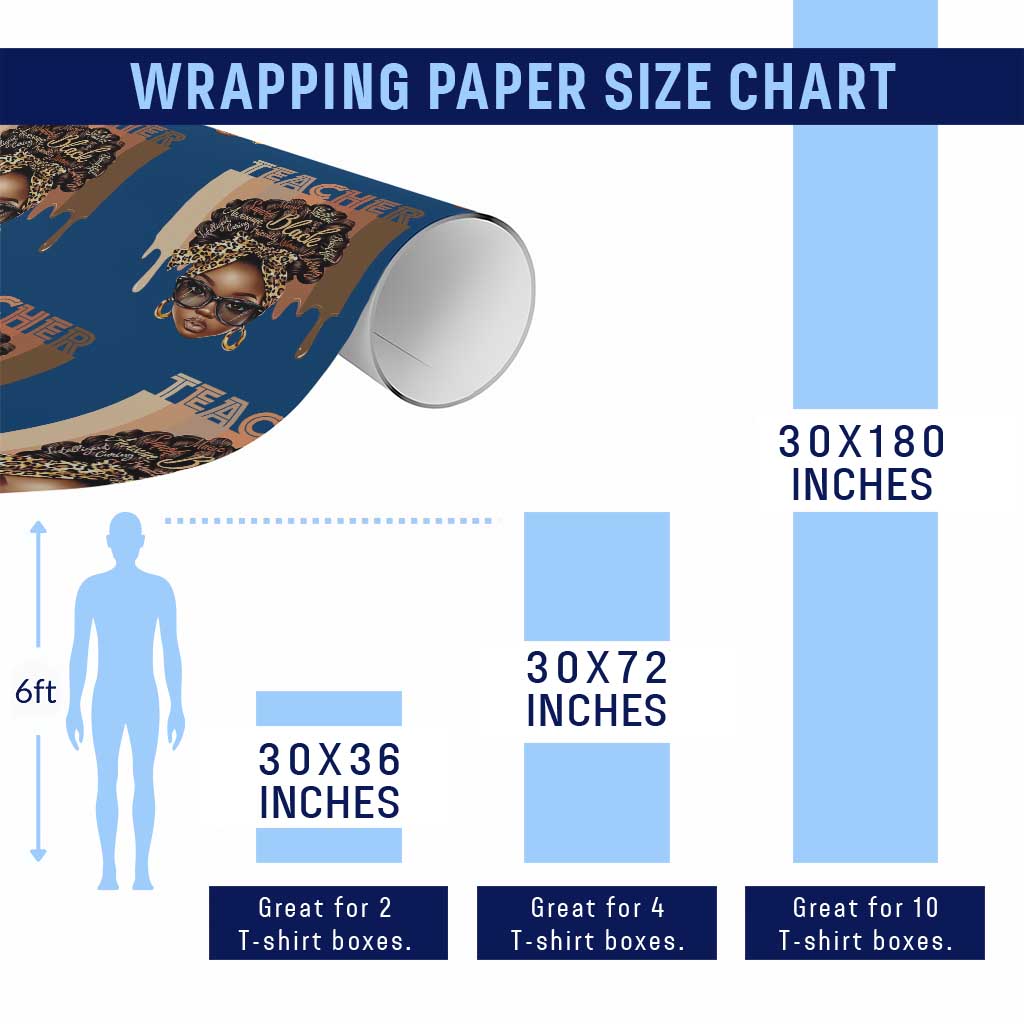 Black Teacher Magic Wrapping Paper Roll Black History Month Afro Hair Melanin TS02 Print Your Wear