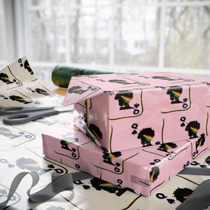 Black Woman Gift Wrapping Paper Roll Melanin Queen Card TS12 Light Pink Print Your Wear