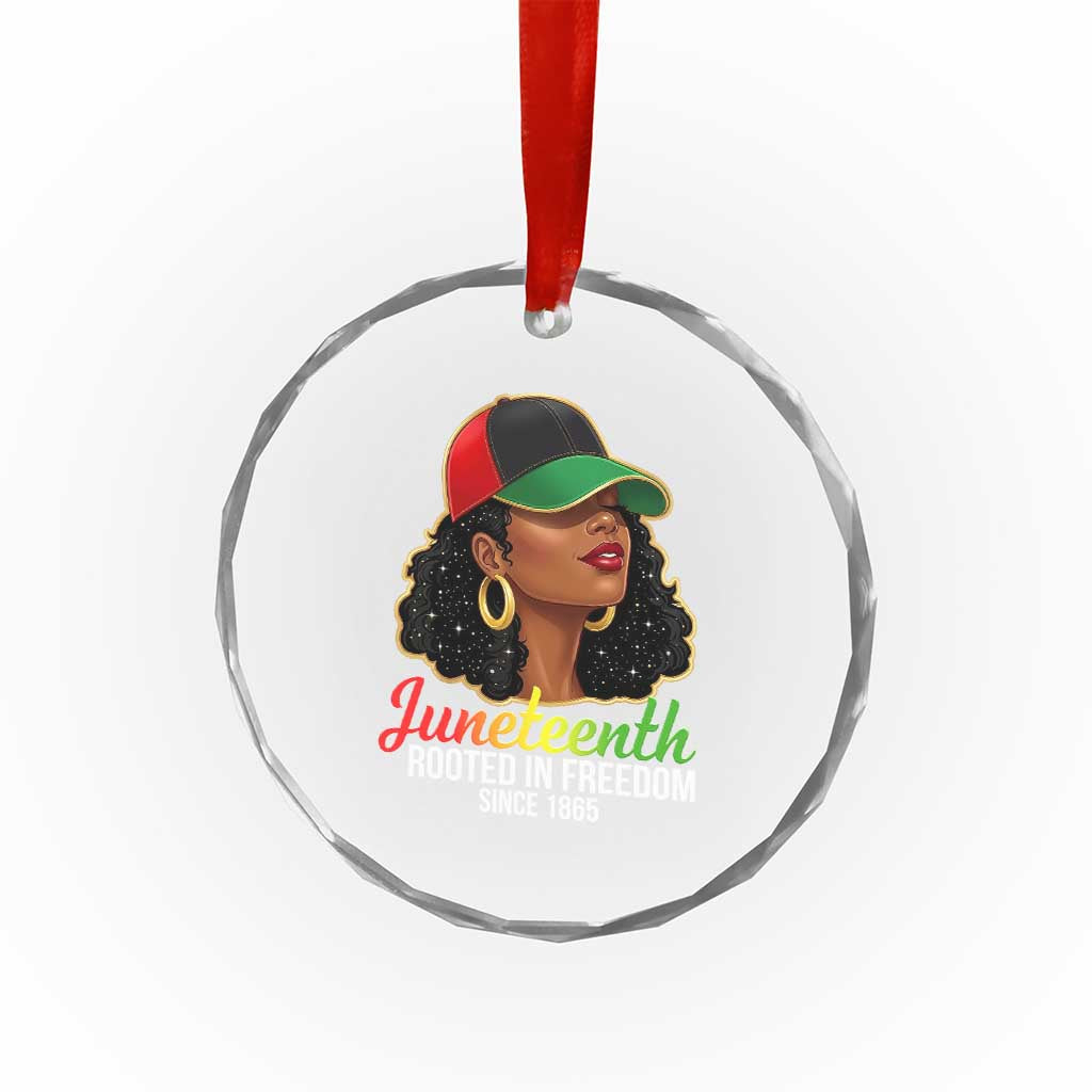 Black Woman Juneteenth Graphic Crystal Glass Ornament Rooted In Freedom Since 1865 TS12 Print Your Wear