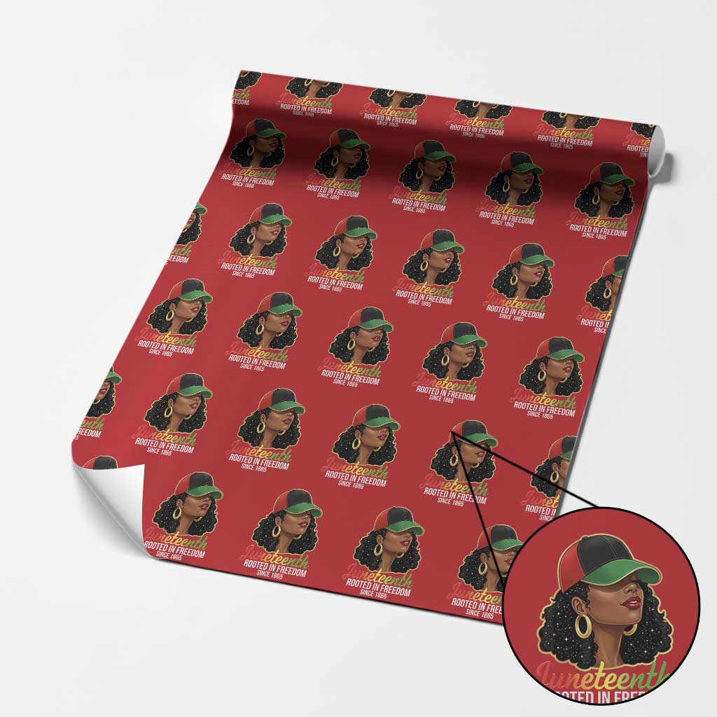 Black Woman Juneteenth Graphic Wrapping Paper Roll Rooted In Freedom Since 1865