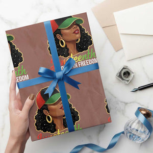 Black Woman Juneteenth Graphic Wrapping Paper Roll Rooted In Freedom Since 1865