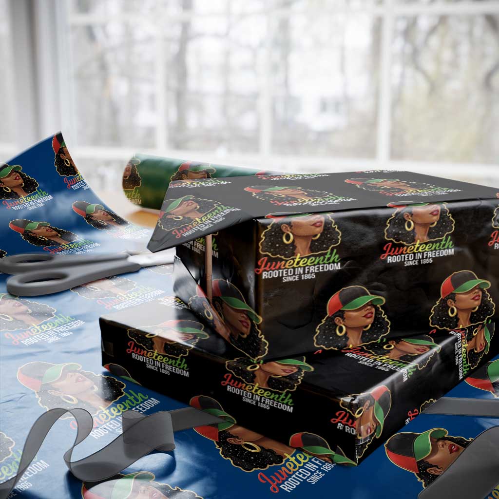 Black Woman Juneteenth Graphic Wrapping Paper Roll Rooted In Freedom Since 1865