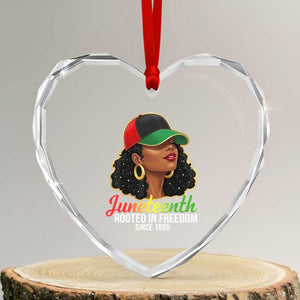 Black Woman Juneteenth Graphic Heart Crystal Glass Ornament Rooted In Freedom Since 1865 TS12 Transparent Glass 3'' Heart Print Your Wear
