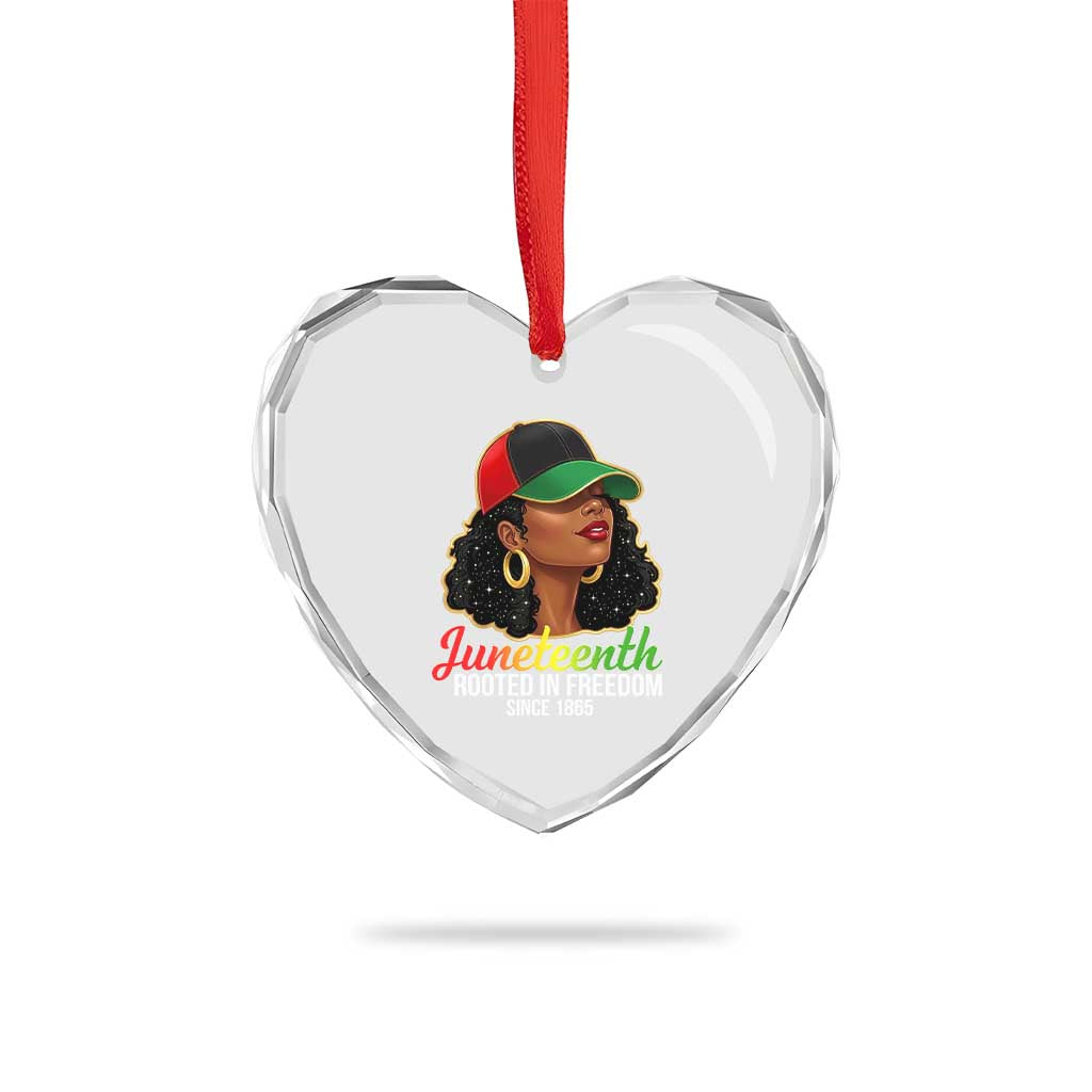 Black Woman Juneteenth Graphic Heart Crystal Glass Ornament Rooted In Freedom Since 1865 TS12 Print Your Wear