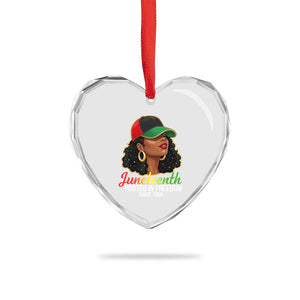 Black Woman Juneteenth Graphic Heart Crystal Glass Ornament Rooted In Freedom Since 1865 TS12 Print Your Wear