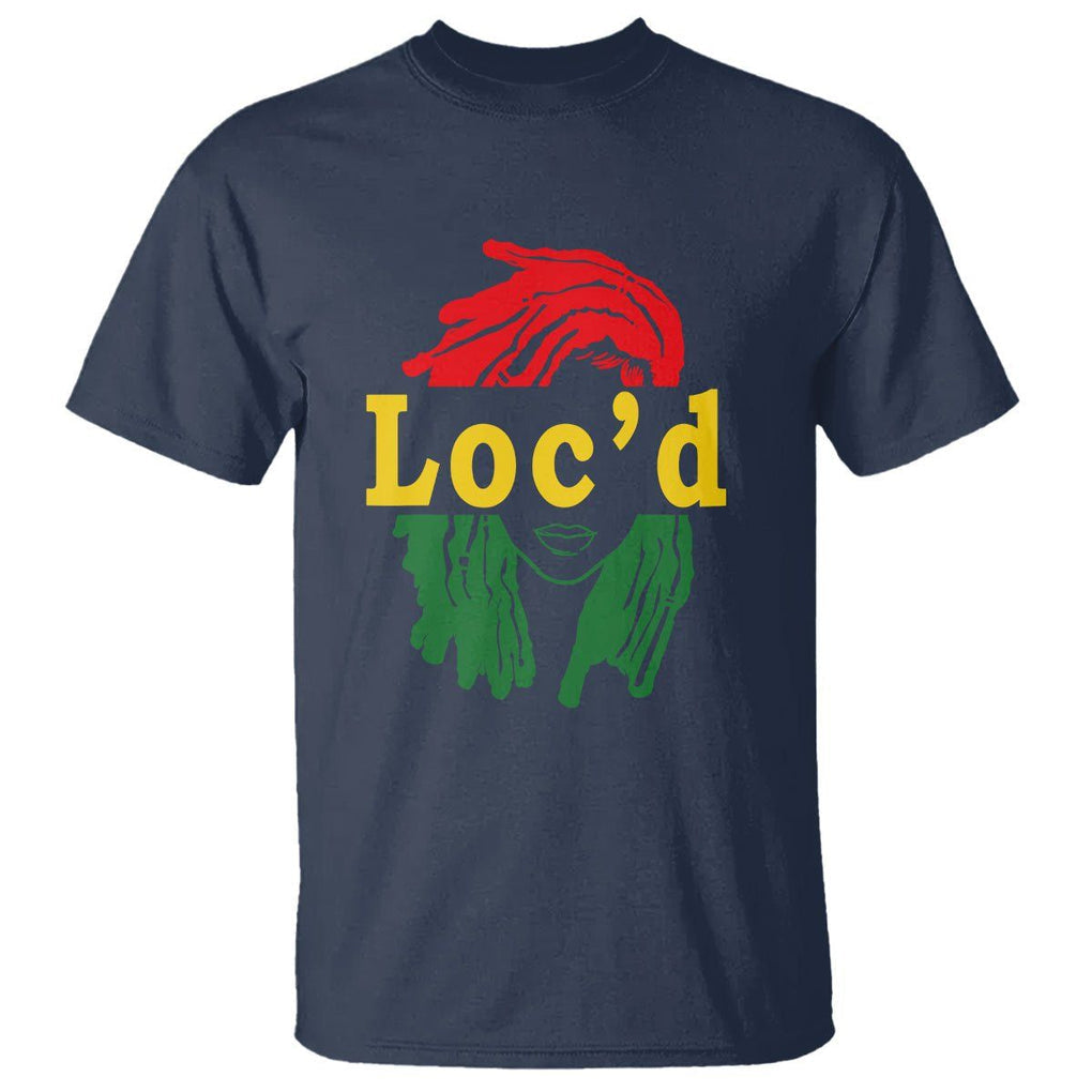 Black Woman Melanin Girl Juneteenth T Shirt With Loc'd Hair TS01 Navy Printyourwear