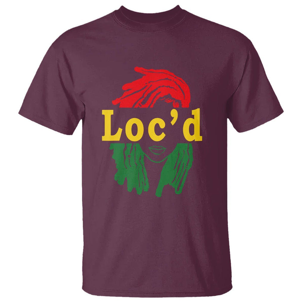 Black Woman Melanin Girl Juneteenth T Shirt With Loc'd Hair TS01 Maroon Printyourwear