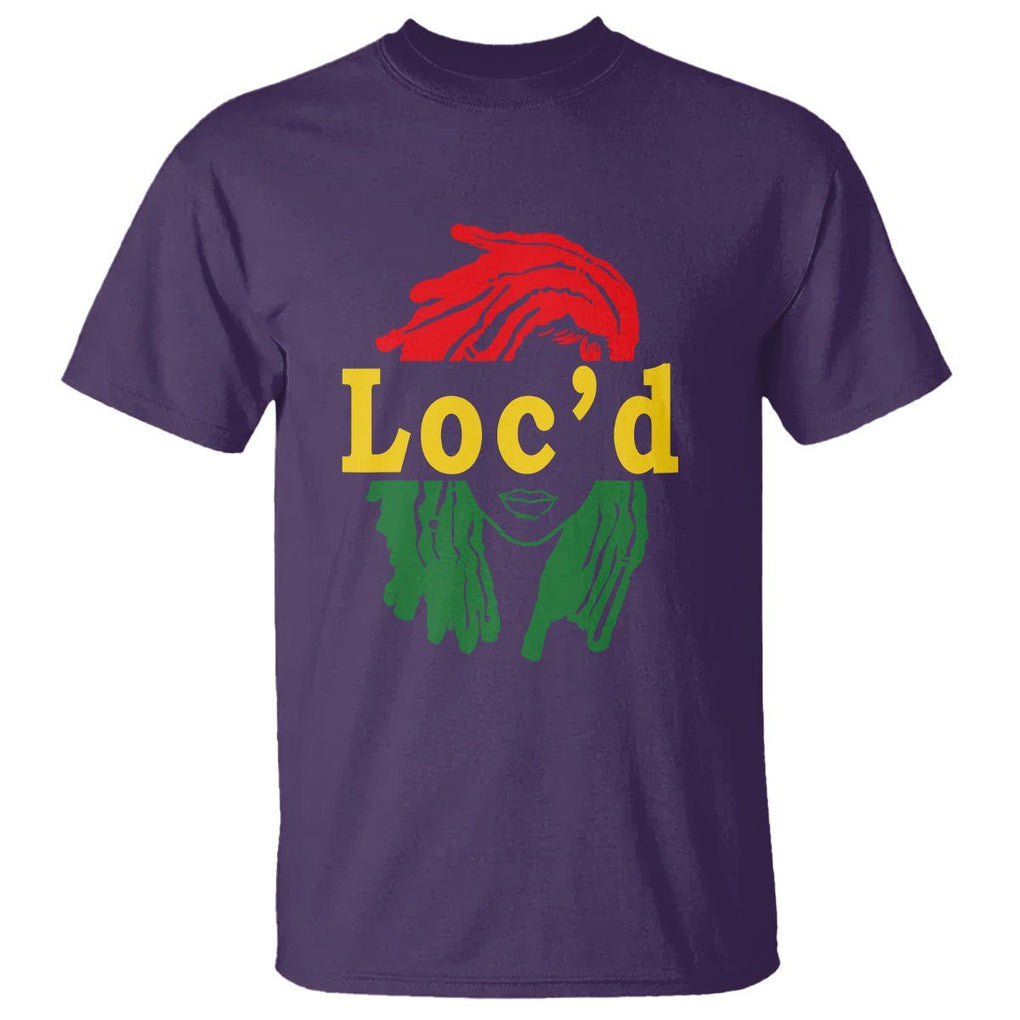 Black Woman Melanin Girl Juneteenth T Shirt With Loc'd Hair TS01 Purple Printyourwear