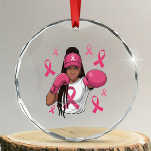 Black Women Fight Breast Cancer Awareness Crystal Glass Ornament Pink Ribbon African American TS10 Transparent Glass 3'' Circle Print Your Wear