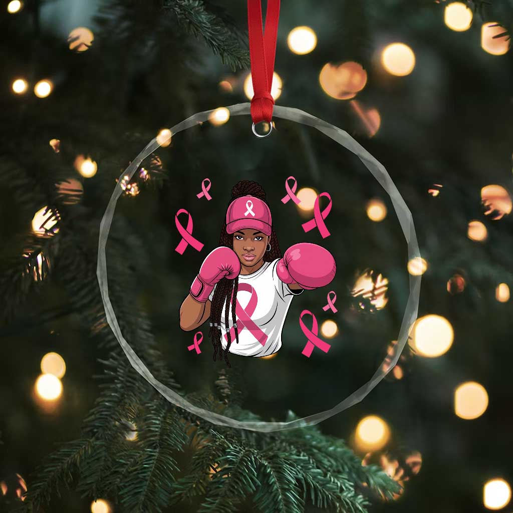 Black Women Fight Breast Cancer Awareness Crystal Glass Ornament Pink Ribbon African American TS10 Print Your Wear