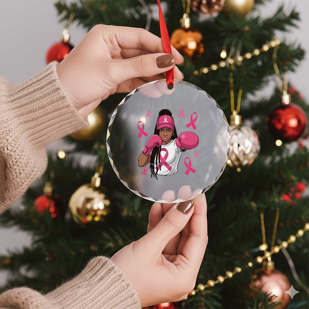 Black Women Fight Breast Cancer Awareness Crystal Glass Ornament Pink Ribbon African American TS10 Print Your Wear