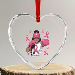 Black Women Fight Breast Cancer Awareness Heart Crystal Glass Ornament Pink Ribbon African American TS10 Transparent Glass 3'' Heart Print Your Wear