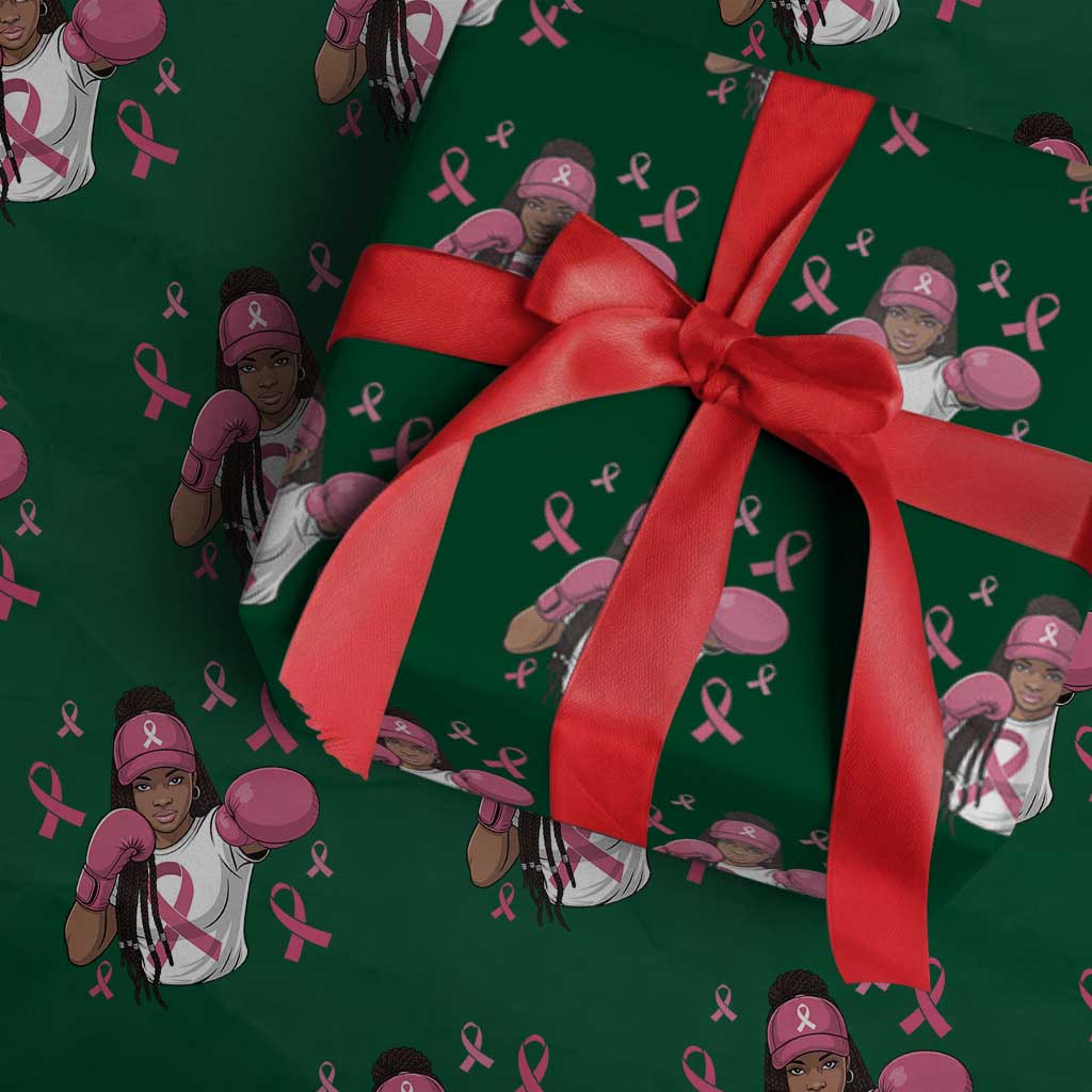 Black Women Fight Breast Cancer Awareness Wrapping Paper Roll Pink Ribbon African American TS10 Green Print Your Wear