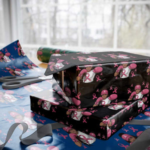 Black Women Fight Breast Cancer Awareness Wrapping Paper Roll Pink Ribbon African American TS10 Black Print Your Wear