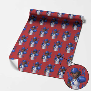 Black Women Fight Colon Cancer Blue Ribbon Wrapping Paper Roll African American Girls TS10 Red Print Your Wear