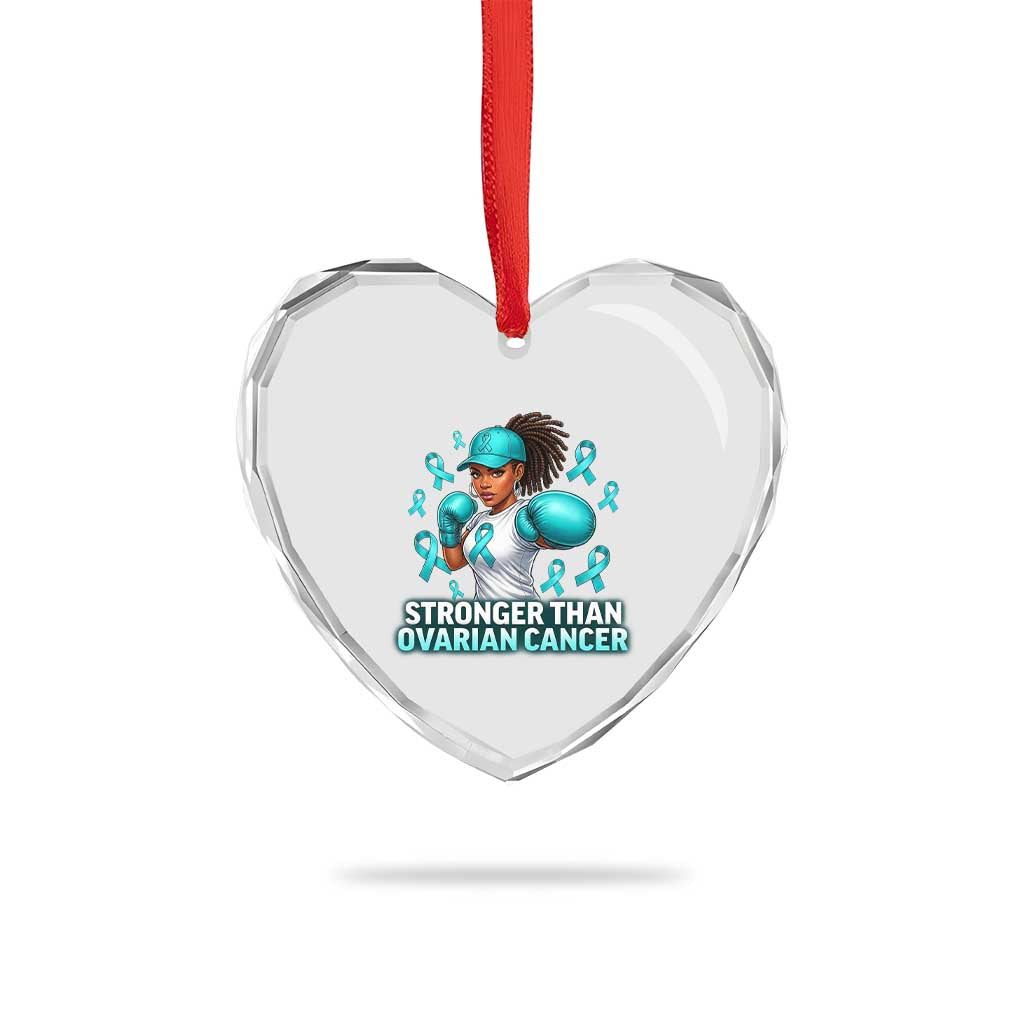 Black Women Fight Ovarian Cancer Awareness Heart Crystal Glass Ornament African American Teal Ribbon Support TS10 Print Your Wear