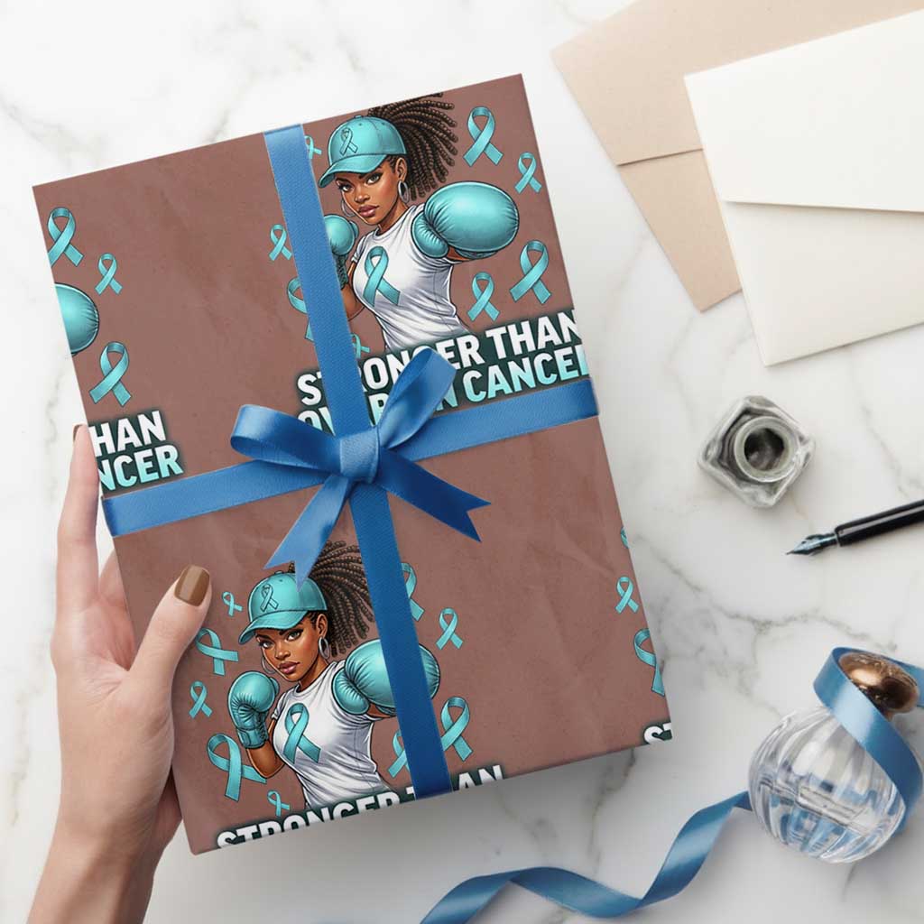 Black Women Fight Ovarian Cancer Awareness Wrapping Paper Roll African American Teal Ribbon Support TS10 Mocha Print Your Wear