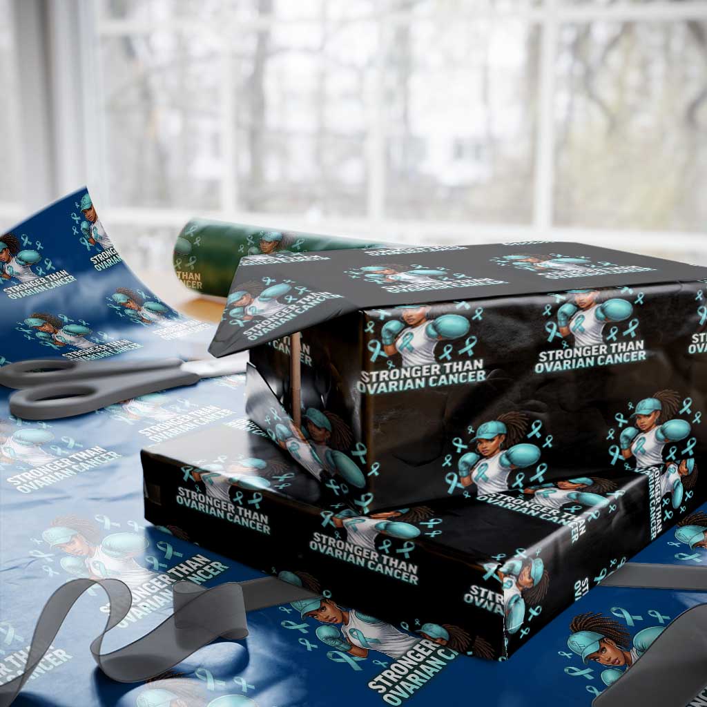 Black Women Fight Ovarian Cancer Awareness Wrapping Paper Roll African American Teal Ribbon Support TS10 Black Print Your Wear