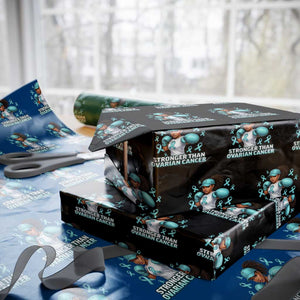 Black Women Fight Ovarian Cancer Awareness Wrapping Paper Roll African American Teal Ribbon Support TS10 Black Print Your Wear