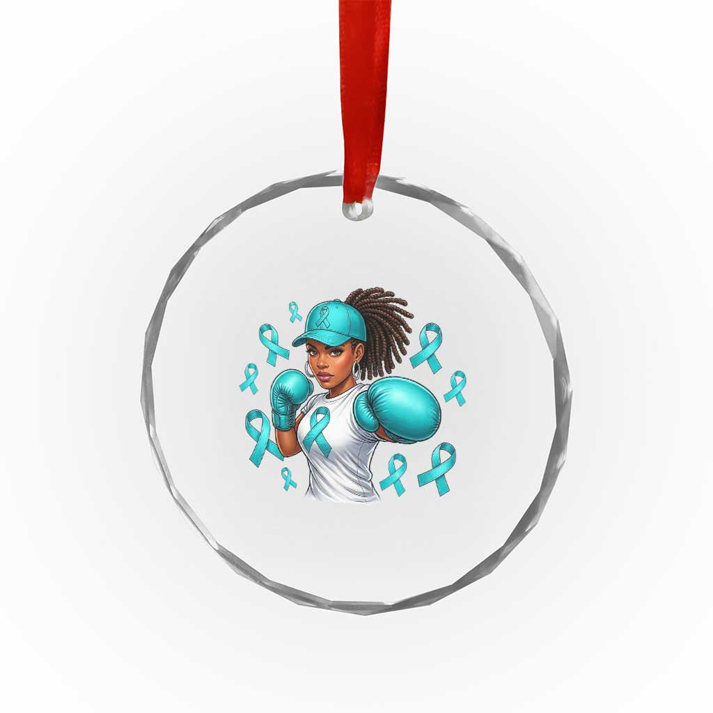 Black Women Fight Sexual Assault Awareness Crystal Glass Ornament African American Teal Ribbon Support TS10 Print Your Wear
