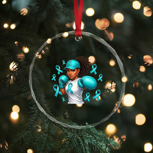 Black Women Fight Sexual Assault Awareness Crystal Glass Ornament African American Teal Ribbon Support TS10 Print Your Wear