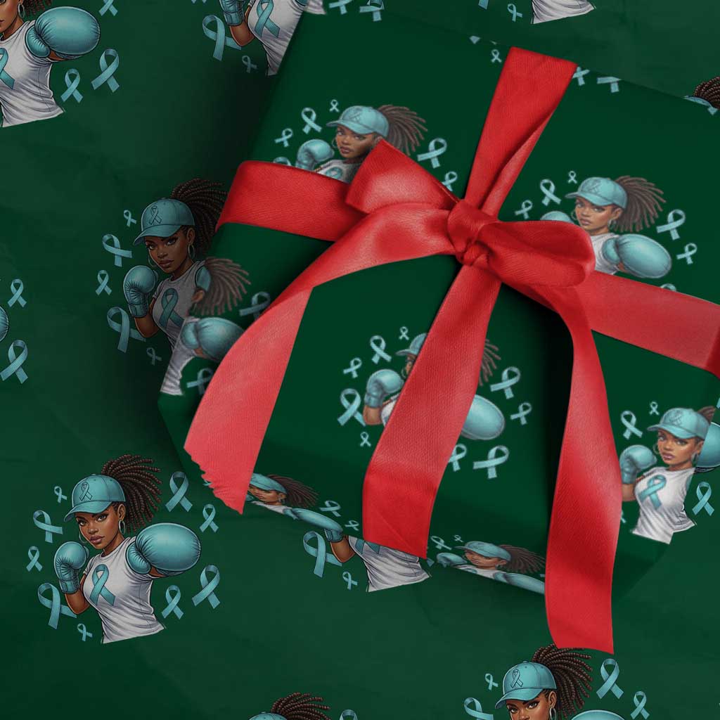 Black Women Fight Sexual Assault Awareness Wrapping Paper Roll African American Teal Ribbon Support TS10 Green Print Your Wear