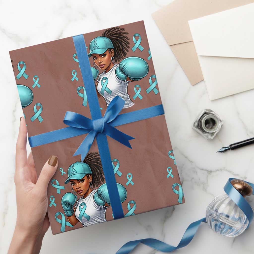 Black Women Fight Sexual Assault Awareness Wrapping Paper Roll African American Teal Ribbon Support TS10 Mocha Print Your Wear