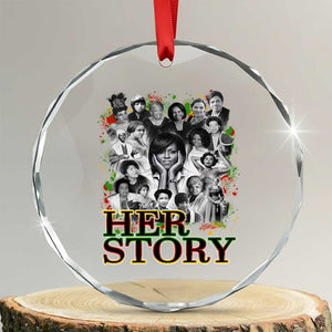 Black Women History Crystal Glass Ornament Her Story Black History Month TS11 Transparent Glass 3'' Circle Print Your Wear