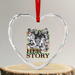 Black Women History Heart Crystal Glass Ornament Her Story Black History Month TS11 Transparent Glass 3'' Heart Print Your Wear