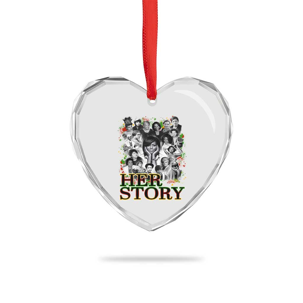 Black Women History Heart Crystal Glass Ornament Her Story Black History Month TS11 Print Your Wear