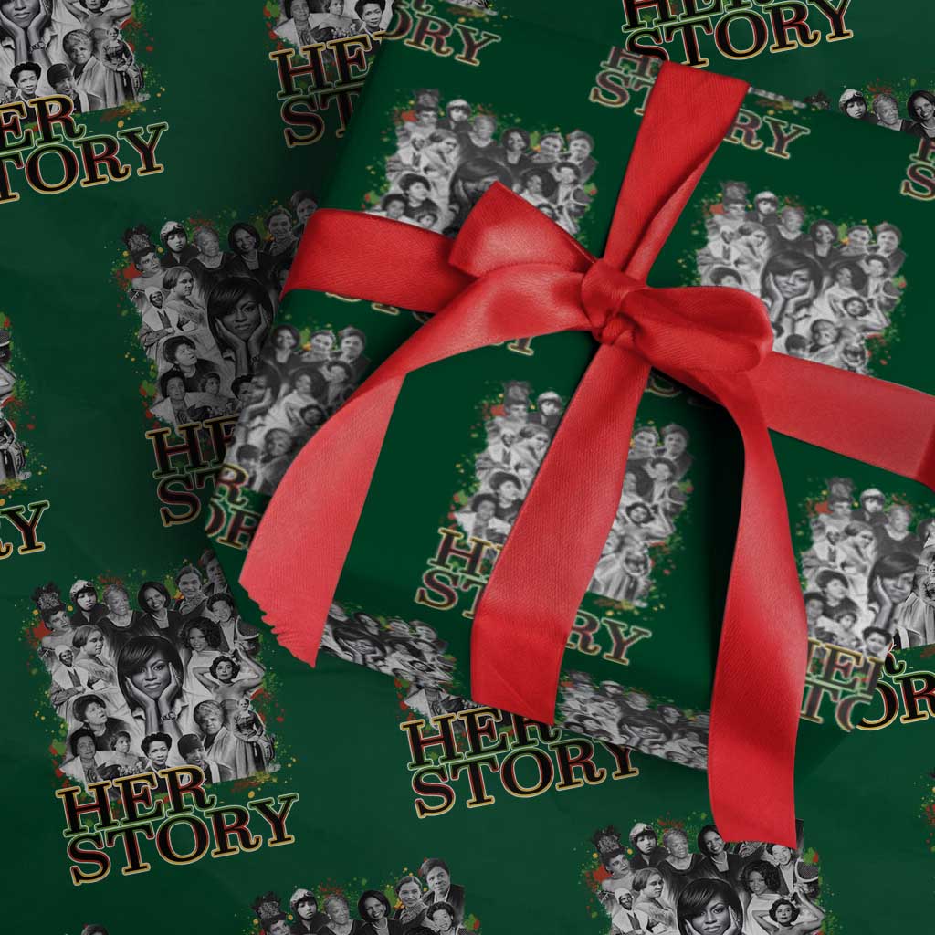 Black Women History Wrapping Paper Roll Her Story Black History Month TS11 Green Print Your Wear