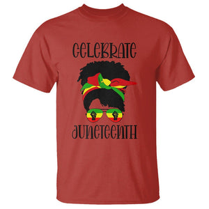 Black Women Messy Bun Juneteenth Celebrate T Shirt TS01 Red Printyourwear