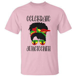 Black Women Messy Bun Juneteenth Celebrate T Shirt TS01 Light Pink Printyourwear