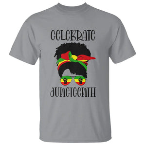 Black Women Messy Bun Juneteenth Celebrate T Shirt TS01 Sport Gray Printyourwear