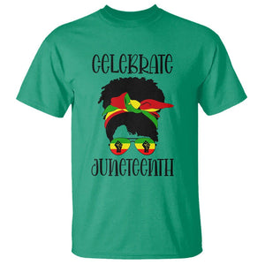 Black Women Messy Bun Juneteenth Celebrate T Shirt TS01 Irish Green Printyourwear